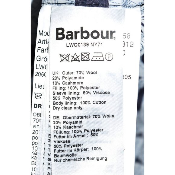 $750 BARBOUR Lieutenant Wool Cashmere Blend Coat MIX MEDIA FAUX LEATHER NAVY - Picture 6 of 8